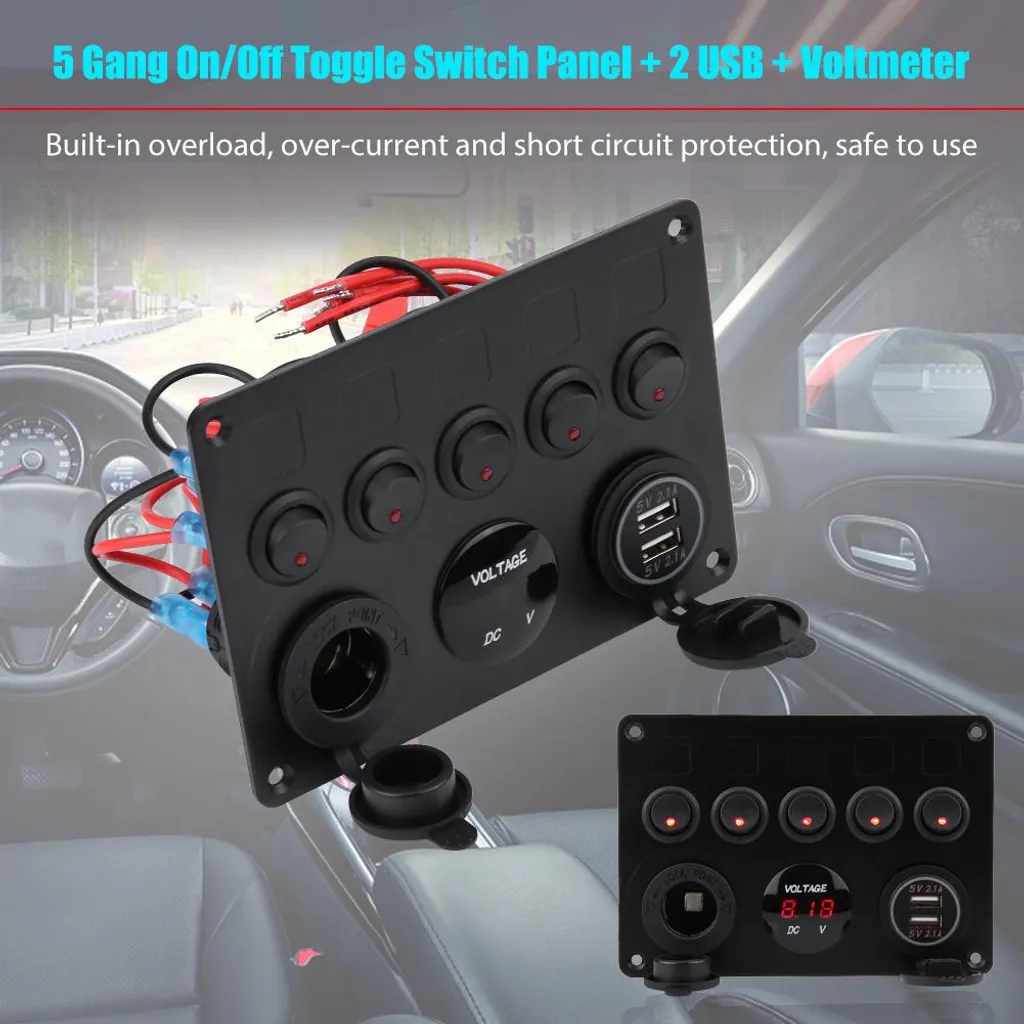 Tableau électrique de bord 12V étanche avec double chargeur USB universel