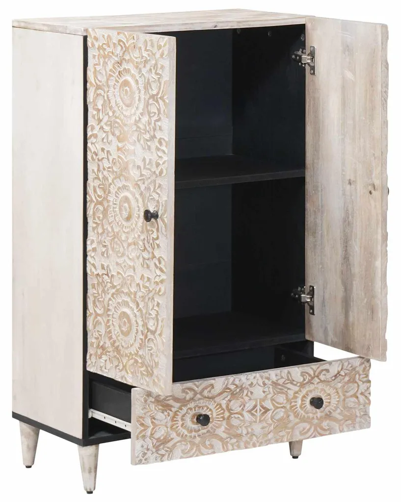 Armoire haute vidaXL blanche en bois de manguier massif 60cm