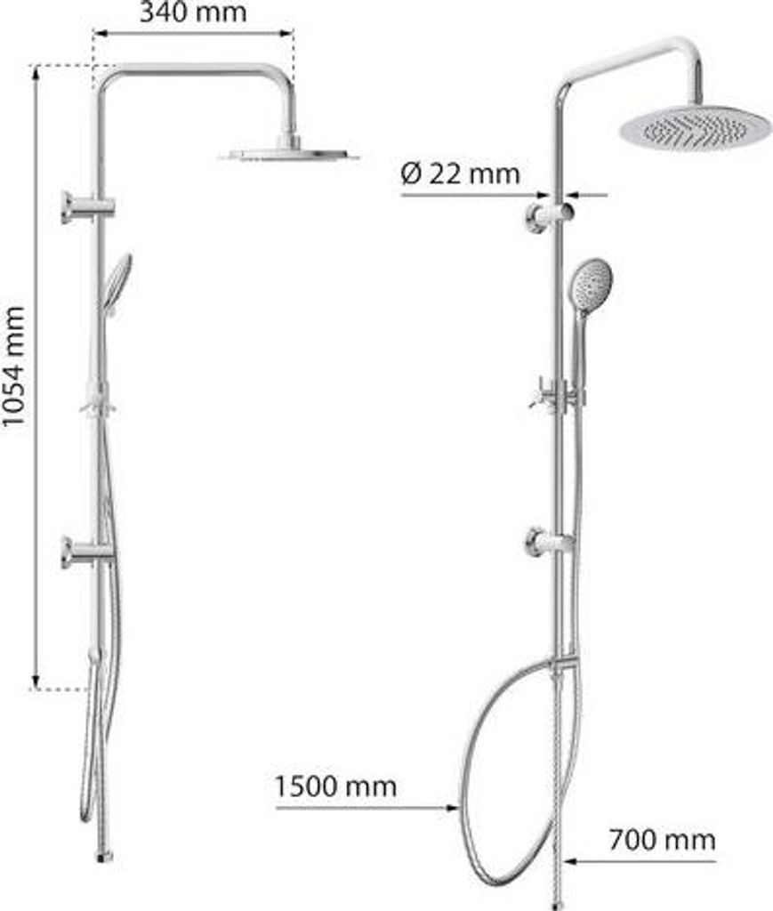 Duschset zum Kleben - Regendusche ohne Bohren - Chrom Regendusche ohne Armatur
