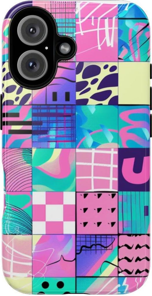 Buntes abstraktes Geometriemuster – Hülle Kompatibel mit iPhone 16