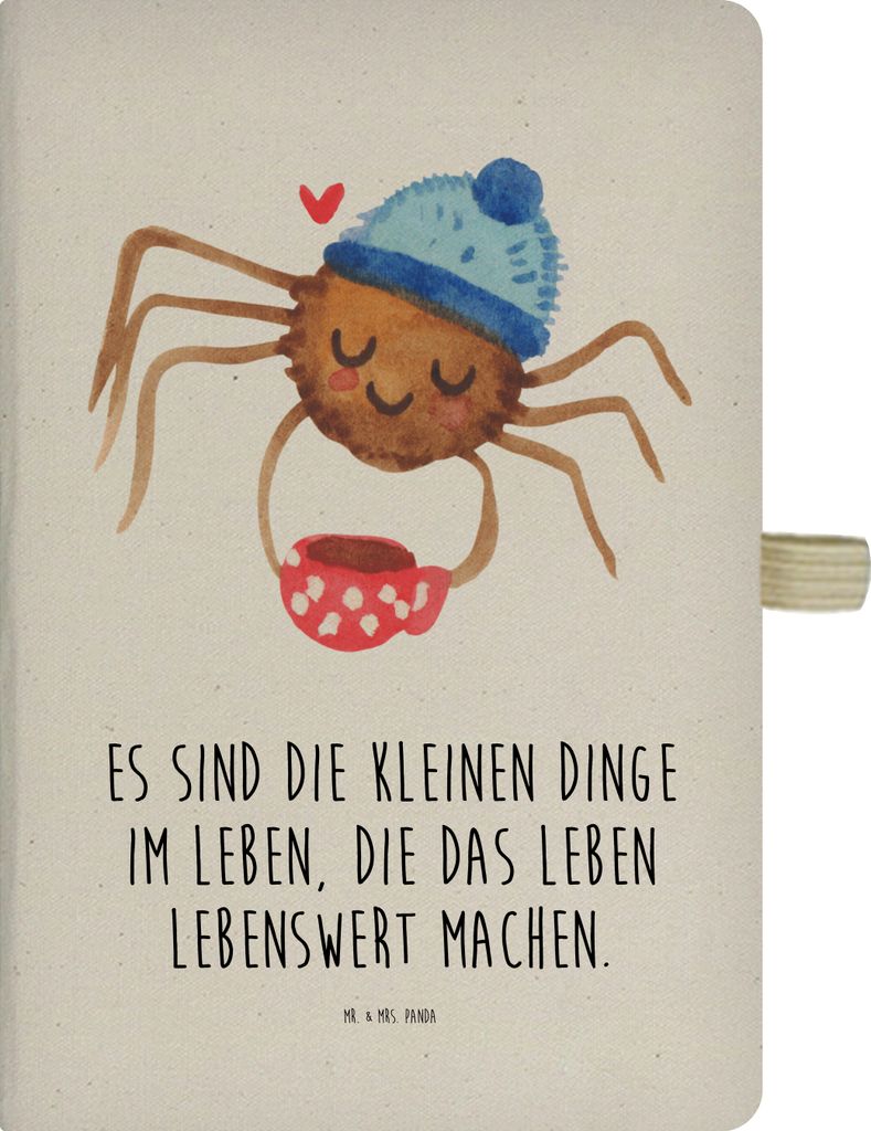 Mr. & Mrs. Panda Journal Spinne Agathe Kaffee - Transparent - Geschenk, Morgen, Kladde, Morgenmuffel, Adressbuch, Weiser Spruch, kariertes notizbuc...
