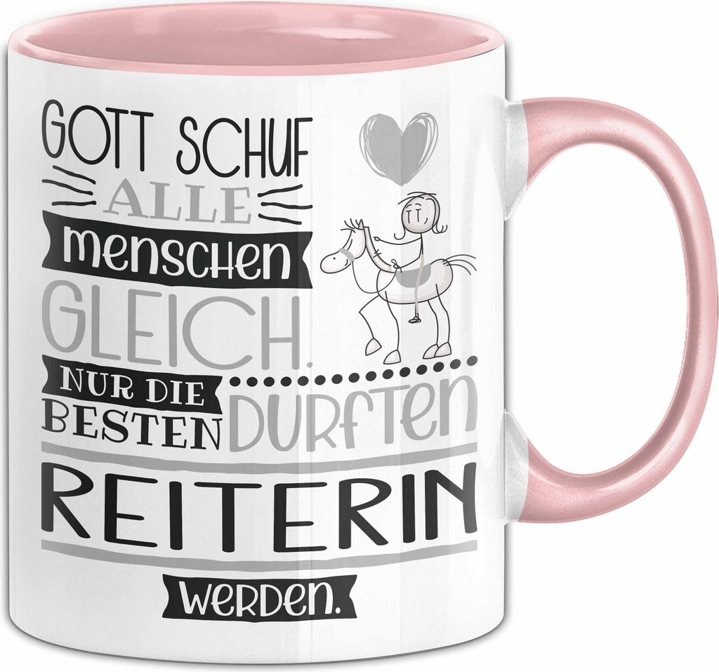 Reiterin Geschenk Becher Tasse Gott Schuf Alle Menschen Gleich Nur Die Besten Durfeten Reiterin Werden Geschenkidee Lustig (Rosa)