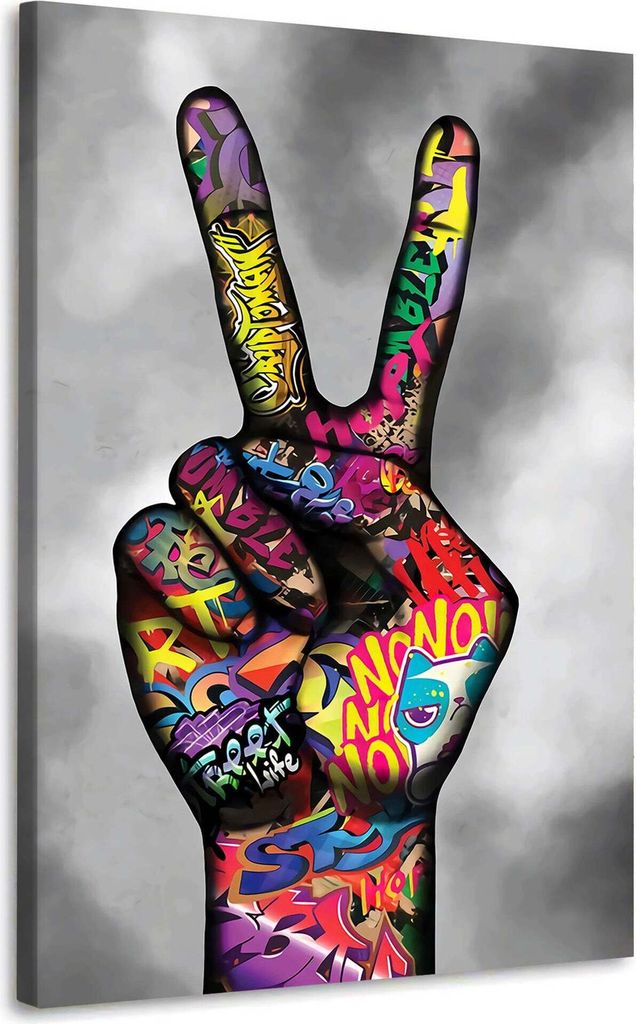 Wandbild Leinwandbild Faust Pop Art Peace: 100x150x4cm