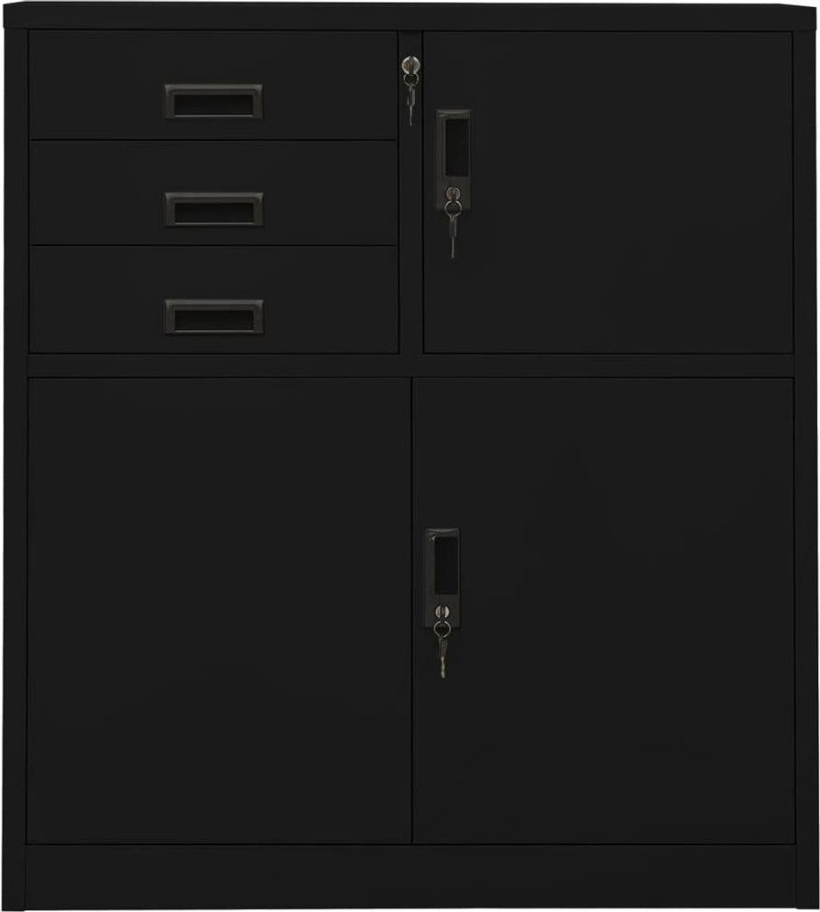 vidaXL Büroschrank Schwarz 90x40x102 cm Stahl
