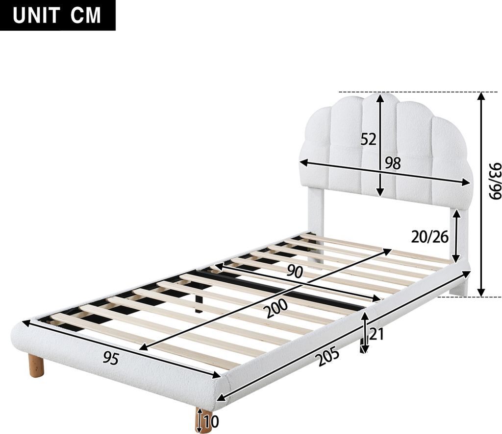 Fortuna Lai Lit rembourré 90x200cm Kreisvlies avec tête de Image du produit 
