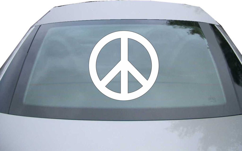 Indigos UG - Aufkleber Heckscheibe & Motorklappe DE2291 - weiß - 600x600 mm - Peace - Auto Scheiben Fenster Heckklappe Tuning Racing JDM - Die cut