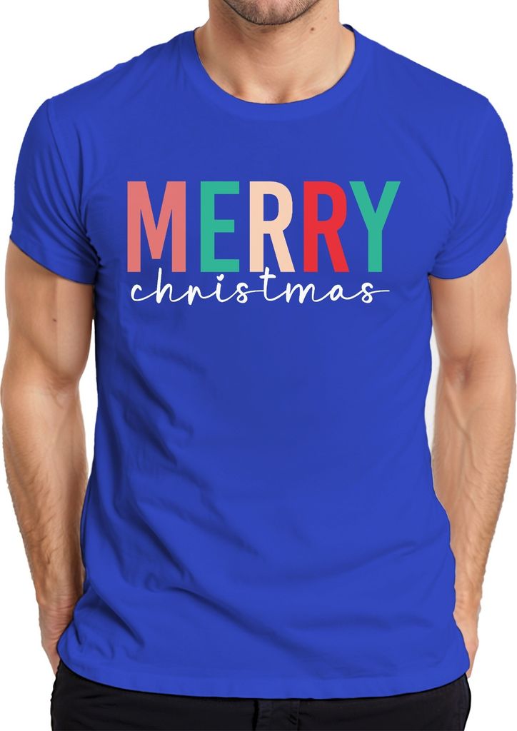 Merry Christmas Spruch - Weihnachten Weihnachtsgeschenk Christmas Herren T-Shirt, Blau, S