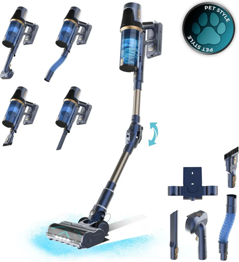 Aspirateur balai sans fil puissant avec tube flexible et brosse