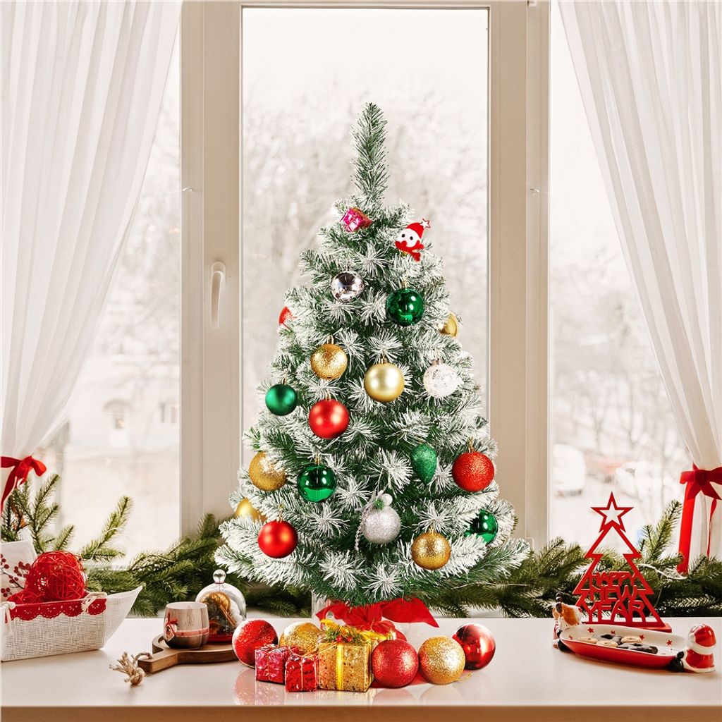 Yaheetech 90 cm Künstlicher Weihnachtsbaum mit Schnee