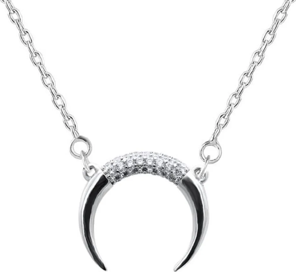 Collier minimaliste croissant argent AGS650/47 - Bijou lune raffiné
