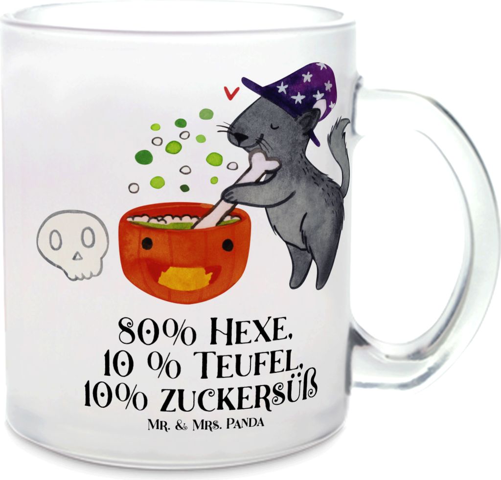 Mr. & Mrs. Panda Tee Tasse Kater Hexenkessel - Transparent - Geschenk, Pott, Zaubern, Trinkglas, Teetasse, Teeglas, Hexe, Glas, Zaubertrank, Dekora...
