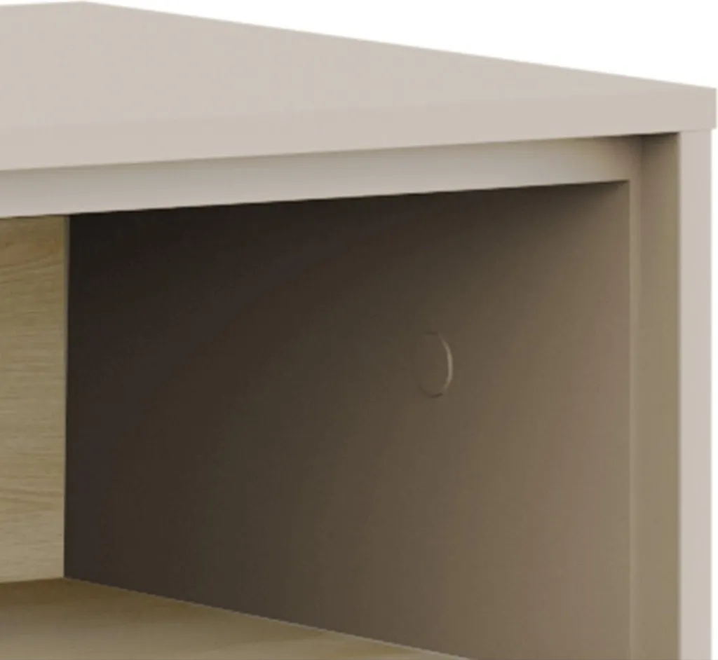 Buffet Gris Cachemire 156 cm Distria avec Façade Rainurée Style Chêne