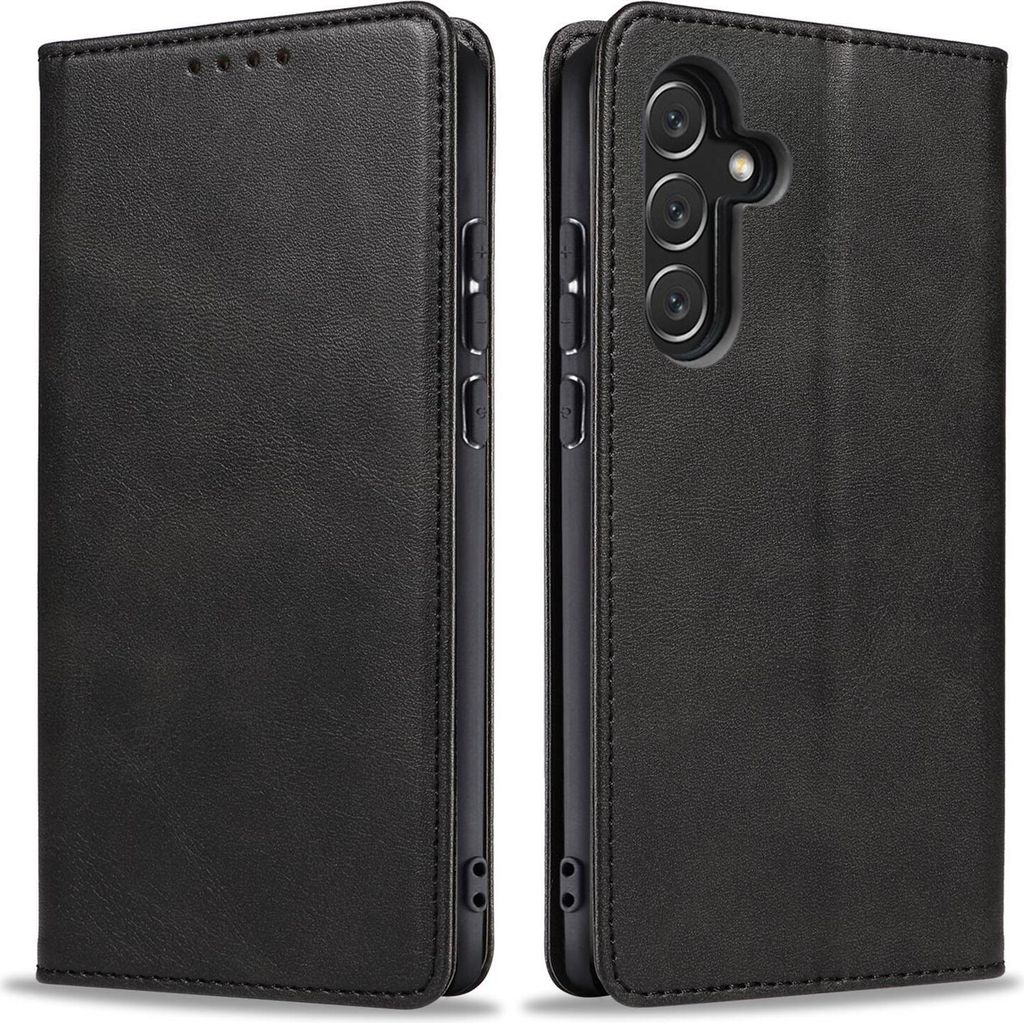 Handyhülle für Samsung Galaxy A55 5G Kunstleder Flip Cover Hülle Handytasche Case Kartenfach Farbe: Schwarz