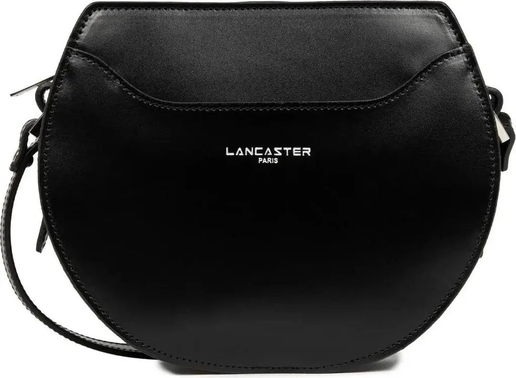 Sac à main demi-lune noir Lancaster Suave Lune en cuir lisse pour femme
