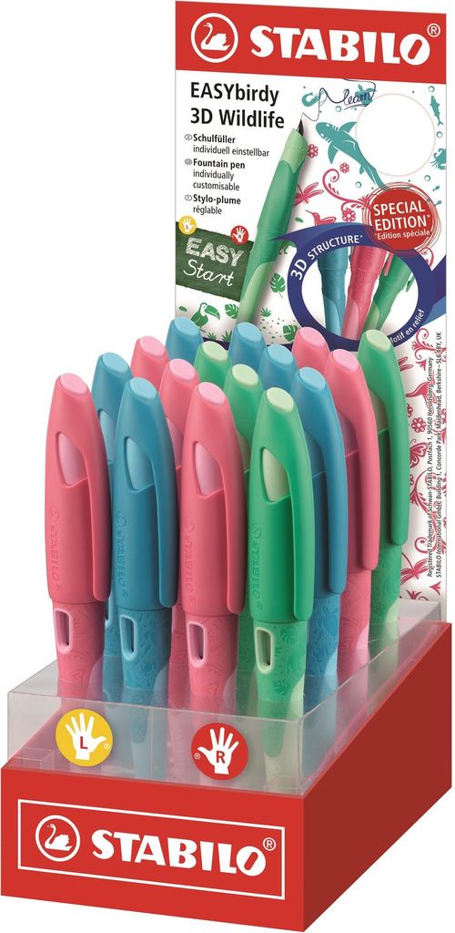 STABILO EASYbirdy 3D Wildlife Feder M 16er Display