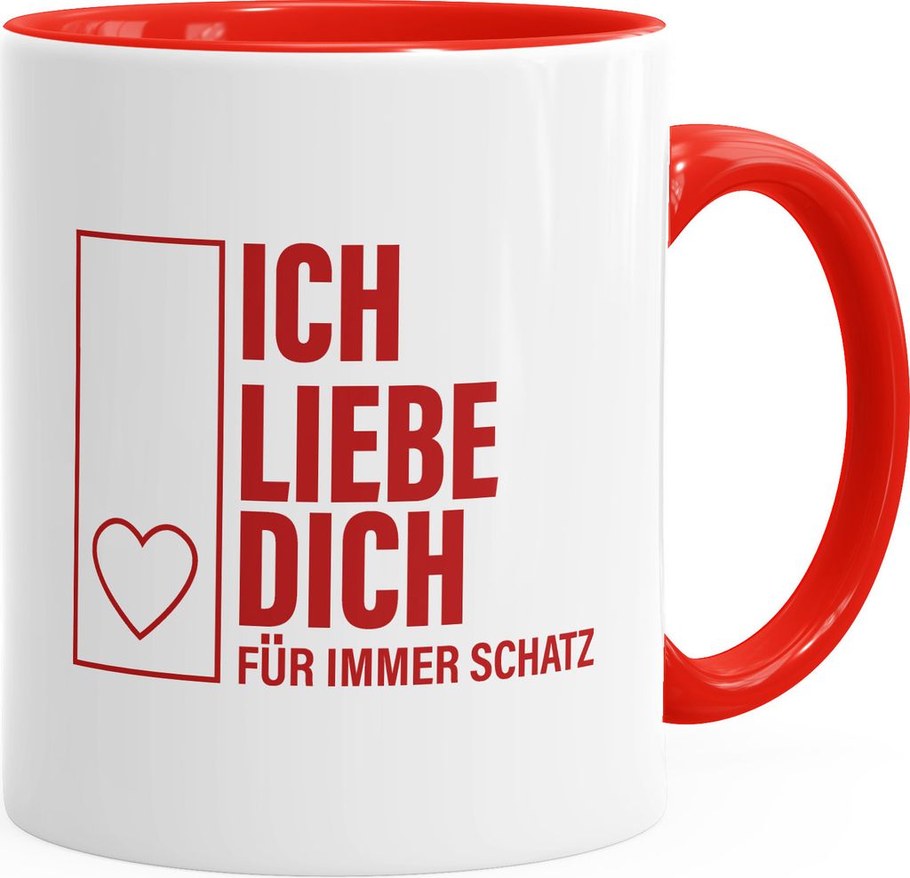 Kaffee-Tasse ich Liebe ich Dich für immer Schatz Innen Farbe Autiga rot unisize