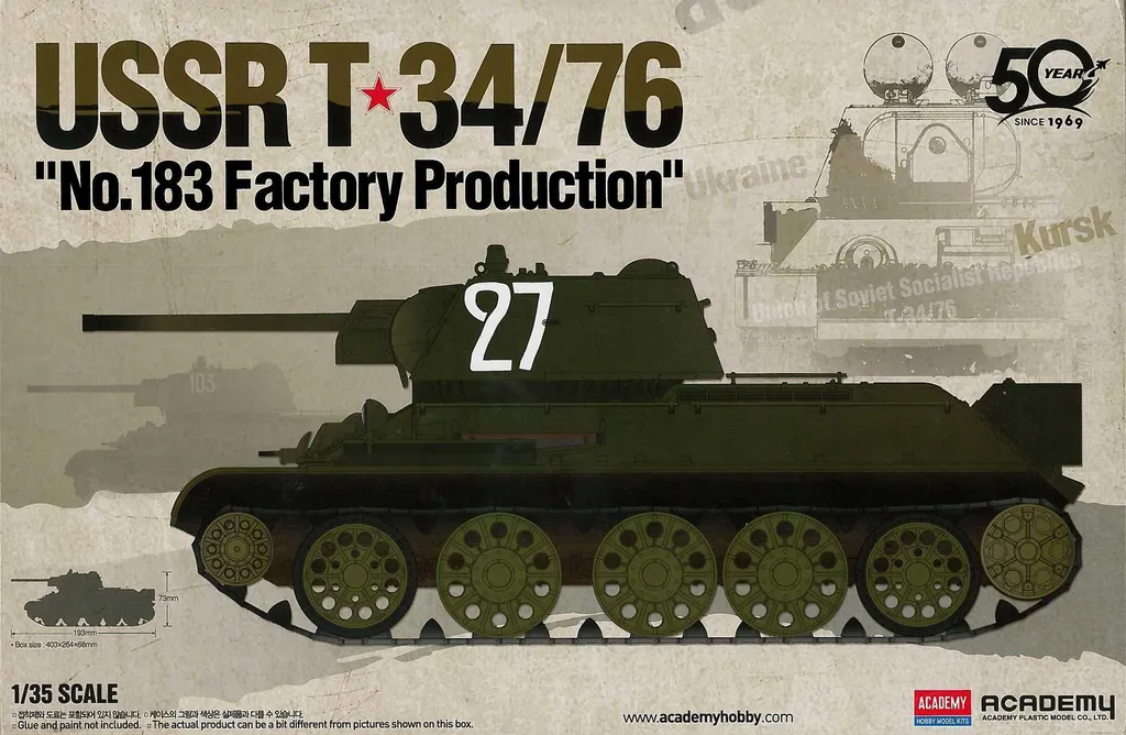 Kit de Modélisme Char URSS T34/76 Academy 13505 pour Passionnés 1/35