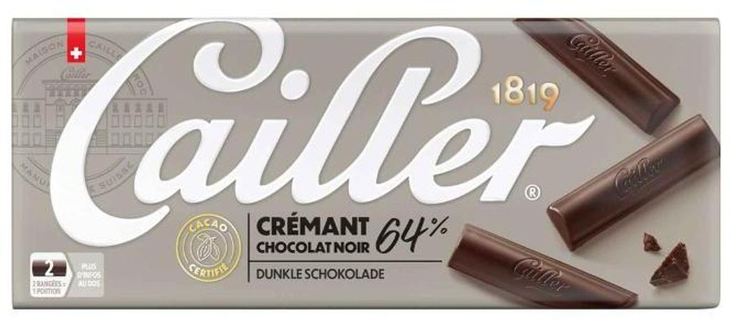 Cailler Crémant 64%, dunkle Schokolade, 100 g, 474 kJ, 114 Produktbild 