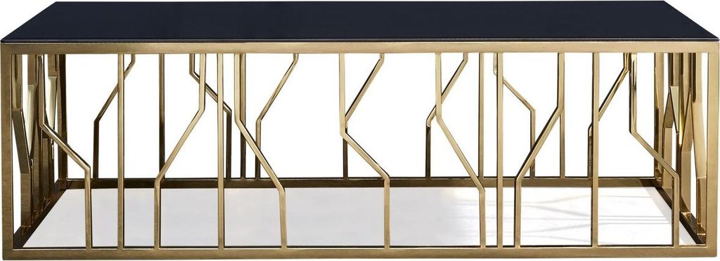 Casa Padrino Luxus Couchtisch Gold / Schwarz 125 x 65 x H. 43 cm - Rechteckiger Edelstahl Wohnzimmertisch mit Glasplatte - Wohnzimmer Möbel - Luxu...