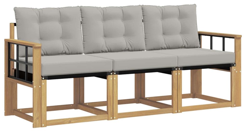 “2026 Modern“ Braun Outdoor-Sofagarnitur mit Kissen 3 pcs Weiß und Hellgrau - Designermöbel 16253 - Gartensofas