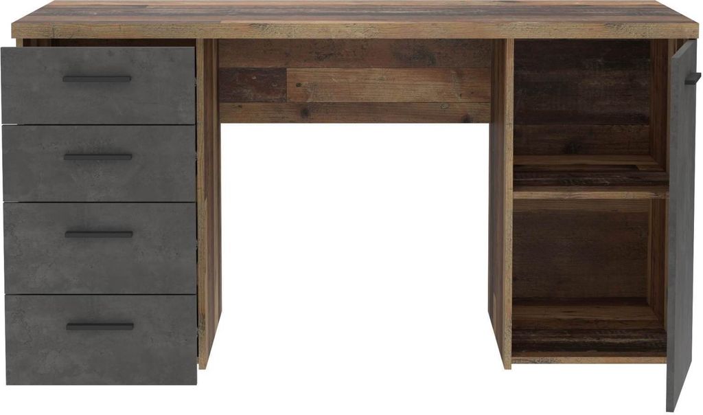 Schreibtisch NETBOB, Optik: Old Wood Vintage / Beton von Produktbild 5