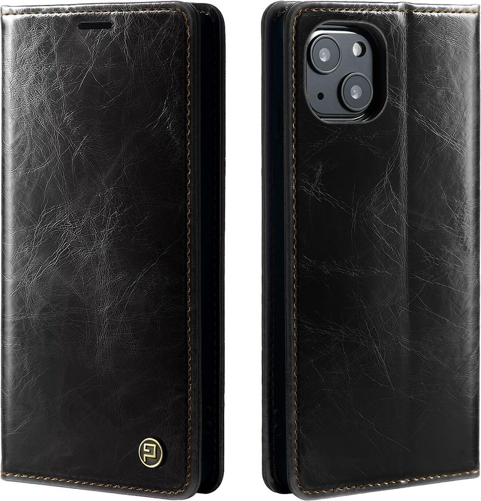 Handyhülle für Apple iPhone 13 Kunstleder Flip Cover Hülle RFID Schutz Case Kartenfach Farbe: Schwarz