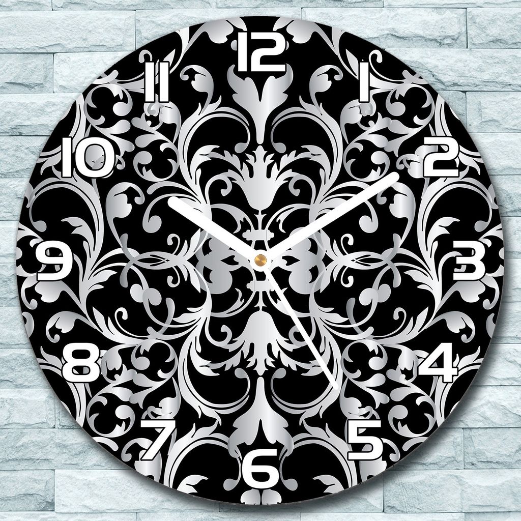 Wanduhr aus Glas Rund fi 30 Vintage 3d Blumen Quarz Deko Schlafzimmer Büro