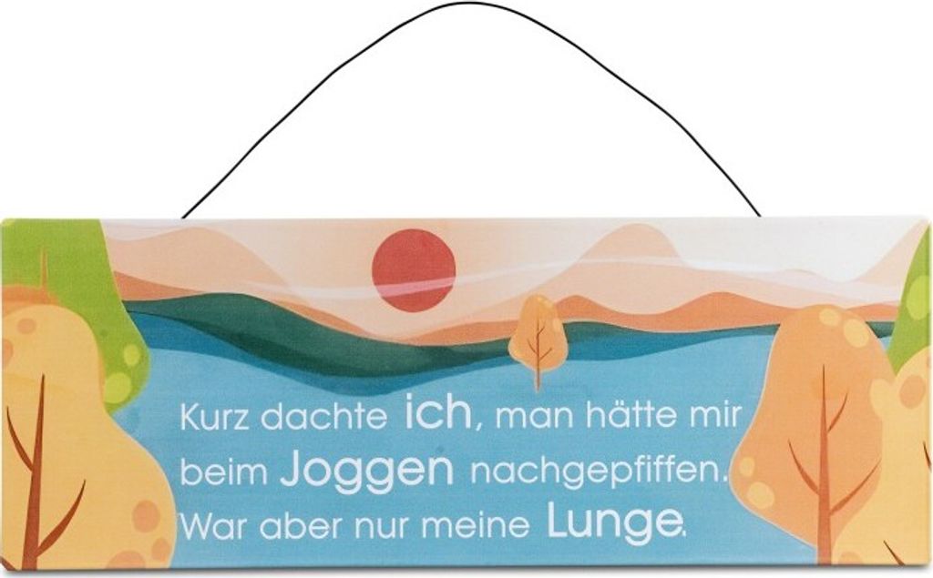 Wandbild mit Draht-Aufhängung 40 x 15cm aus Metall mit Spruch