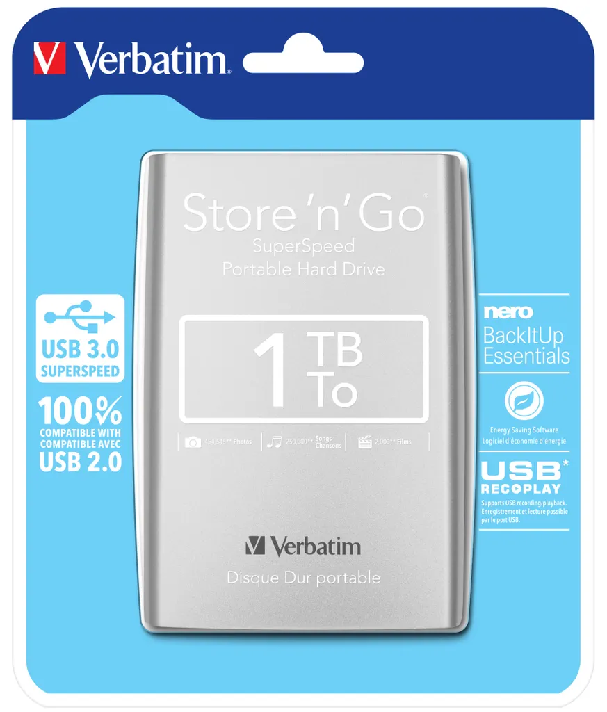 Offerta Verbatim Store 'n' Go 1TB Argento - Hard Disk Portatile 53071 - 1