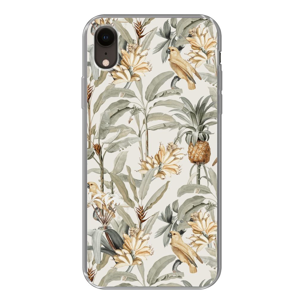 MuchoWow Handyhülle Schutzhülle Hülle für iPhone XR Blume - Ananas - Tropisch Silikon Softcase Handy Hülle - Schutzdeckel