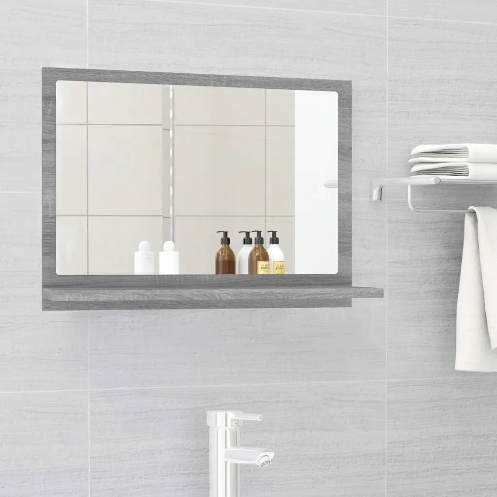 Specchio Bagno Grigio Sonoma 60x37 cm - Stile Moderno con Mensola