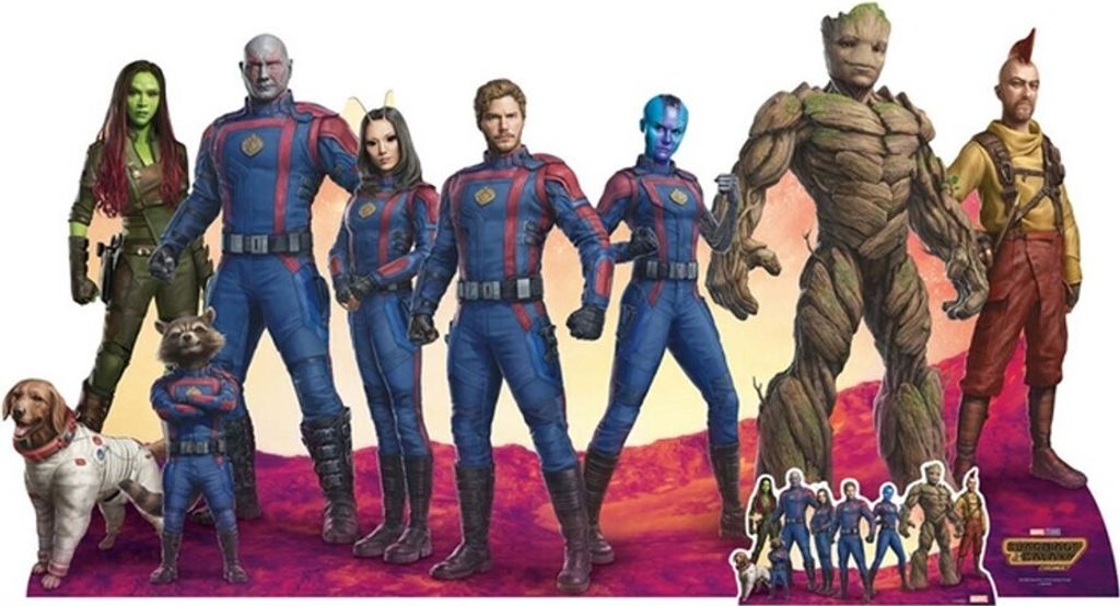 Pappfigur 9 Helden Film Guardians of the Galaxy 3 - Höhe 92 cm