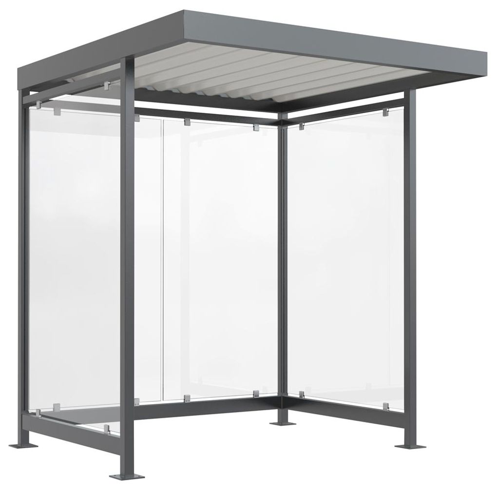 Raucherunterstand, Fahrgastunterstand, 6-7 Personen, 2.510 x 2.165 x 2.165 mm (HxBxT), 4 Wände, grauweiß