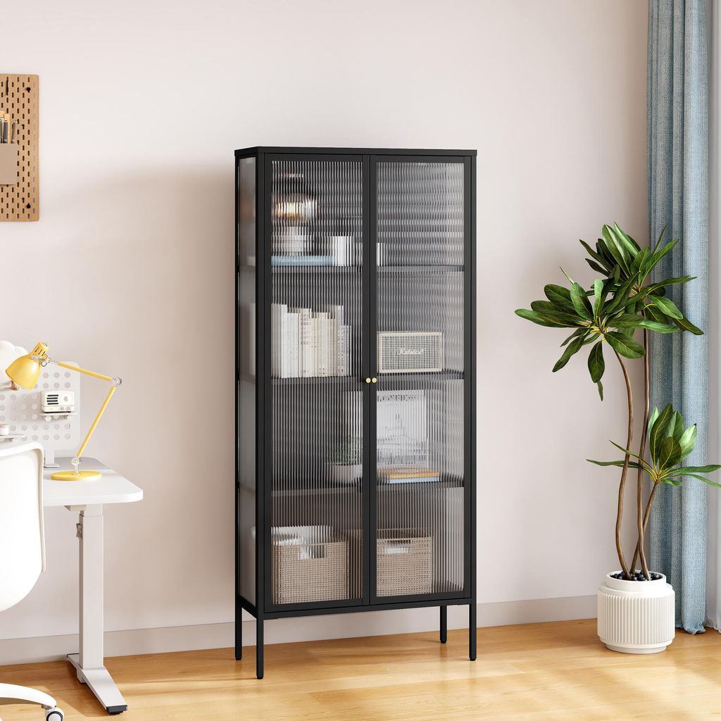 Vitrinenschrank 'Vinterhavn' mit 2 Türen 180 x 80 x 35 cm Produktbild 
