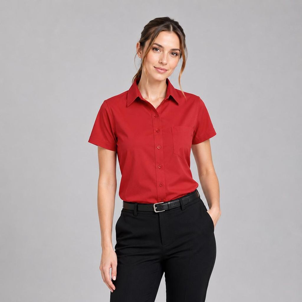 Damen Bluse halbarm rot, Gr. 48 : 48 : rot : 60% Baumwolle Produktbild 