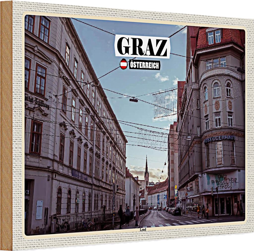 Holzschild Reise Graz Österreich Lend Stadt 30x20cm