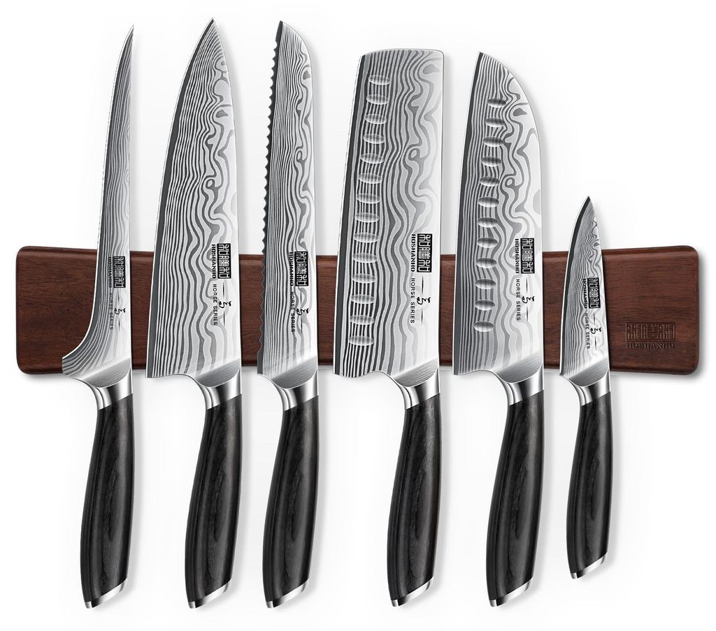 HOSHANHO 7-teilig Messerset mit Magnet Messerhalter, Produktbild 