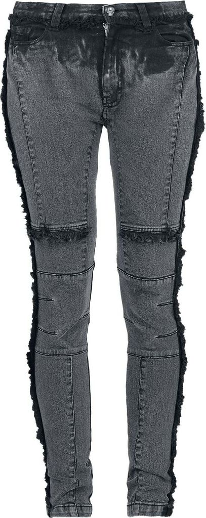 Rock Rebel by EMP Damen Jeans mit aufgenähten Fransen im Bikerlook W29L32
