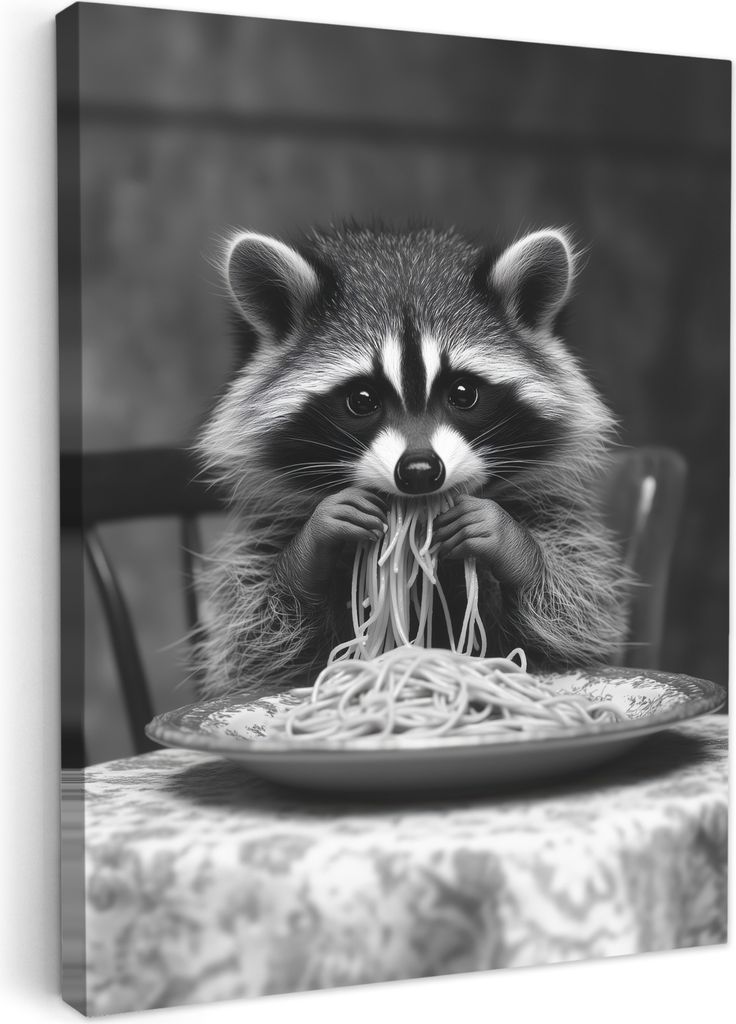 Leinwand Bilder 30x40 cm - Tiere, Komisch - Waschbär, Wandbilder, Wanddeko Wohnzimmer, Bild