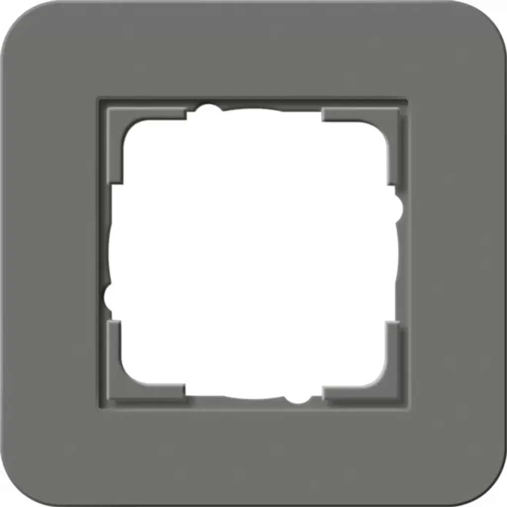 Plaque de finition 1 poste gris foncé et blanc pur cadre type 0211413