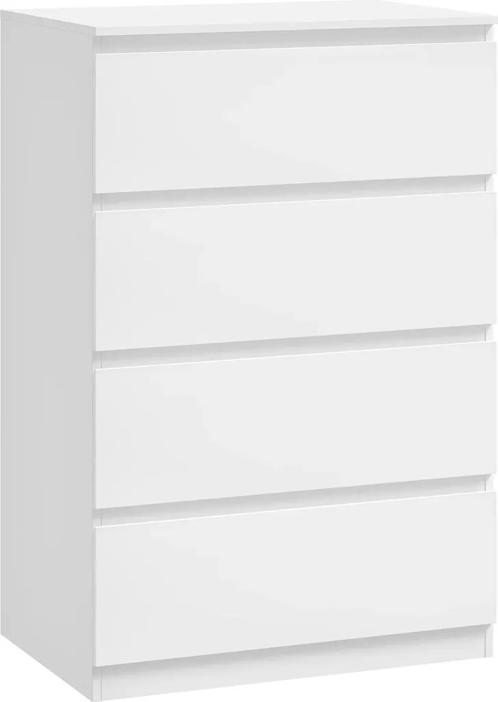 Commode 4 tiroirs en bois blanc 60x90x40 cm - Buffet design moderne E1