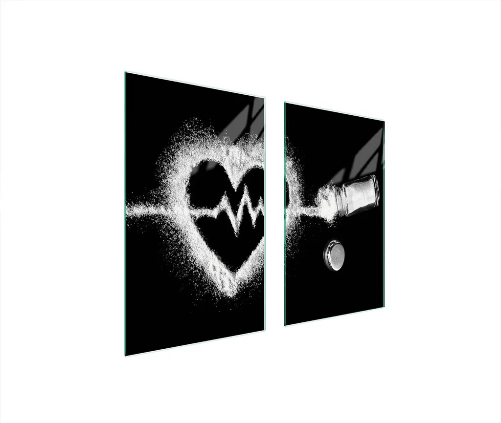 Copri Piano Cottura Vetro 75x52 Cuore Nero | Tagliere Multifunzione