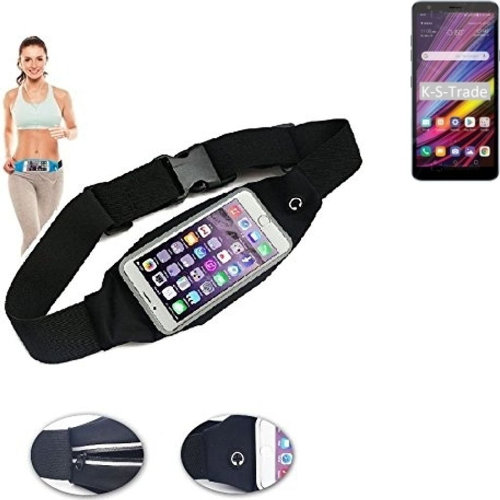 K-S-Trade Jogging-Armband kompatibel mit LG Electronics Neon Plus Gürteltasche Umhängetasche Bauchtasche schwarz Sport Running Jogging Fitness