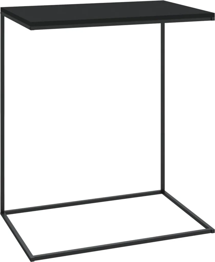 Table d'appoint noire 55 cm en bois composite avec plateau durable
