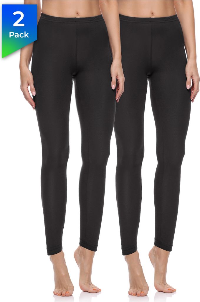 Merry Style Damen Lange Leggings aus Baumwolle 2 Pack MS10-198 (Schwarz/Schwarz, S)