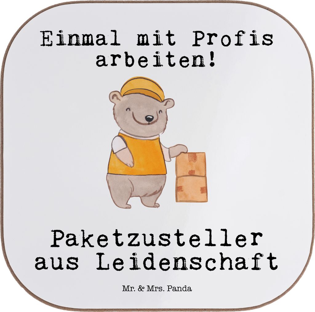 Mr. & Mrs. Panda Holzuntersetzer Paketzusteller Leidenschaft - Weiß - Geschenk, Coaster, Witzig, Untersetzer für Gläser, Tasse, Lustig, gläseru...