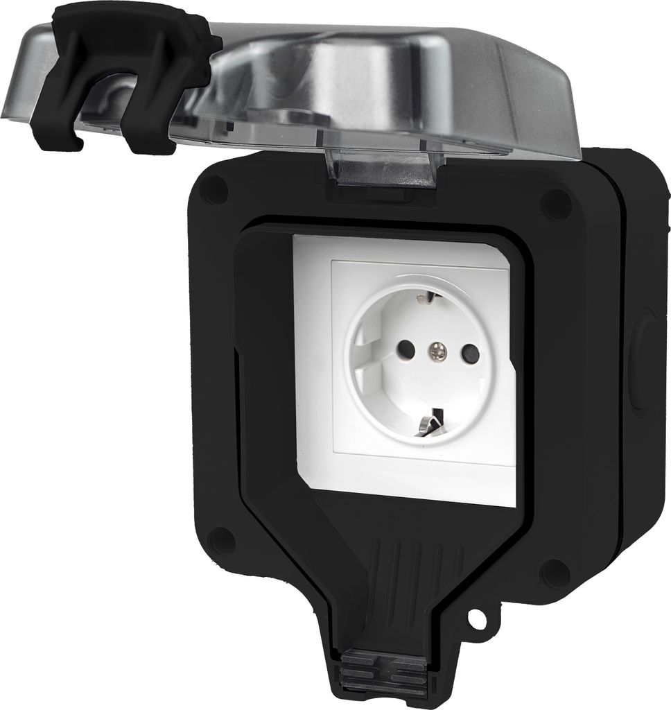IP66 Steckdosen Aufputz Schwarz Wandsteckdose Gartensteckdose Außensteckdose Outdoor