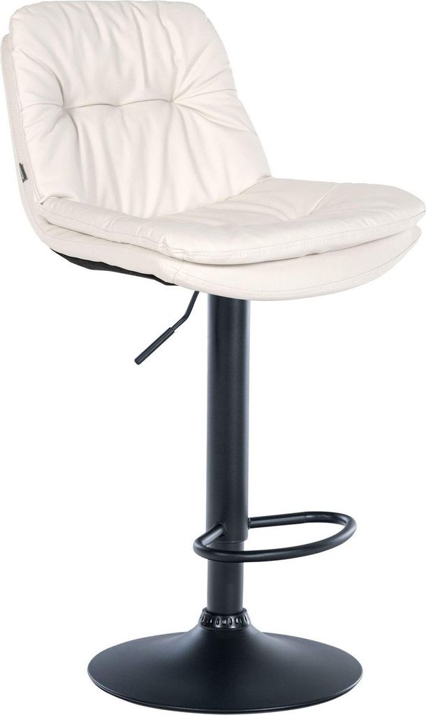 Barhocker Kunstleer - Hocker - Hoher Sitzkomfort - Pflegeleicht - Modern und verstellbar | Farbe: Weiß | Material Chassis: Metall mattschwarz