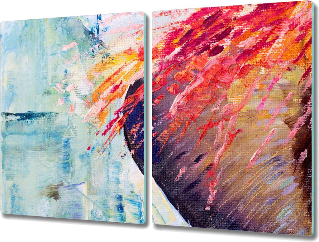 Coloray Küchenbrett Kochplattenabdeckung Hackbrett Schneidebrett Herdabdeckplatte 2x40x52 cm - Abstraktes Gemälde