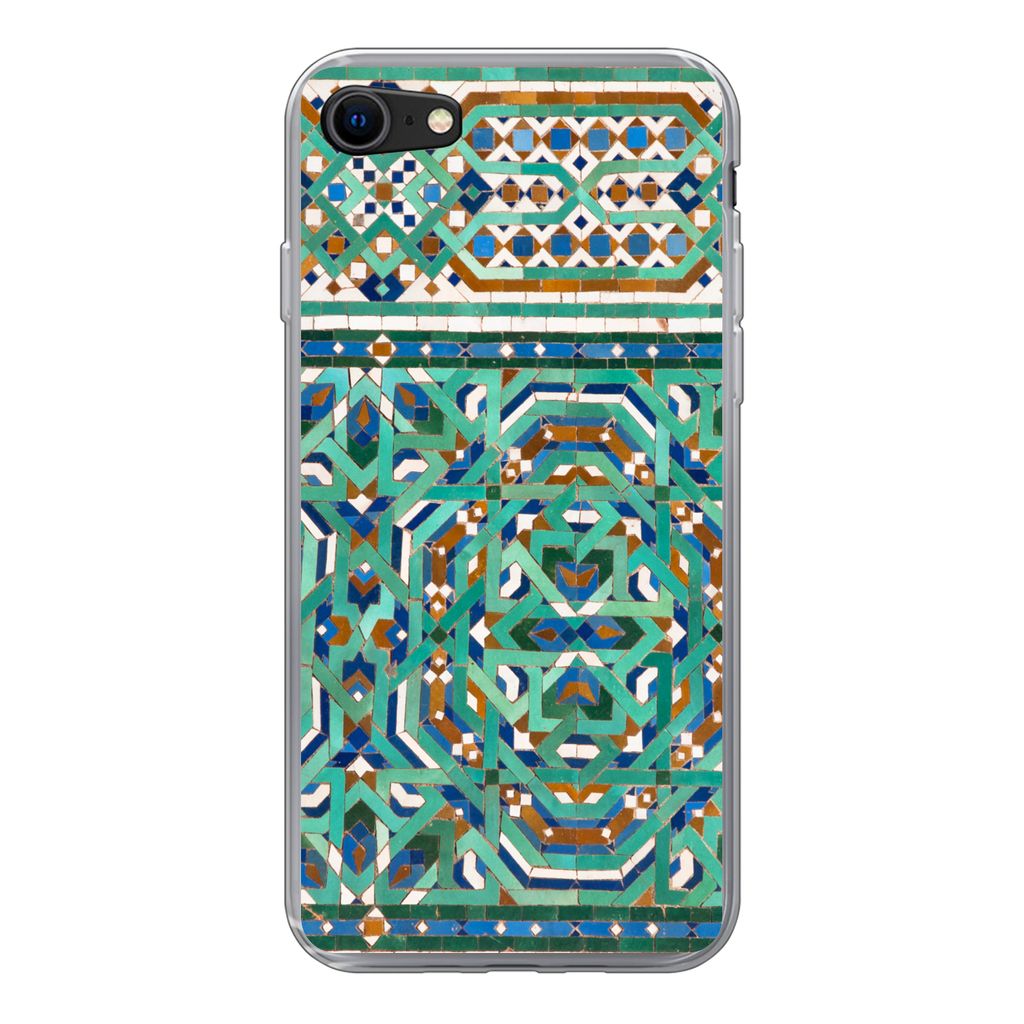 MuchoWow Handyhülle Schutzhülle Hülle für iPhone SE 2022 Eine traditionelle marokkanische Mosaikdekoration Silikon Softcase Handy Hülle - Sc...